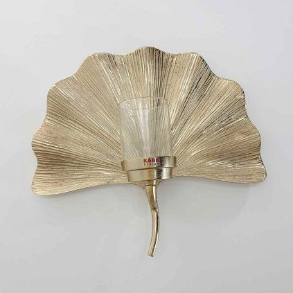 Svícen na čajovou svíčku na zeď Ginkgo Leaf 45 cm Kare