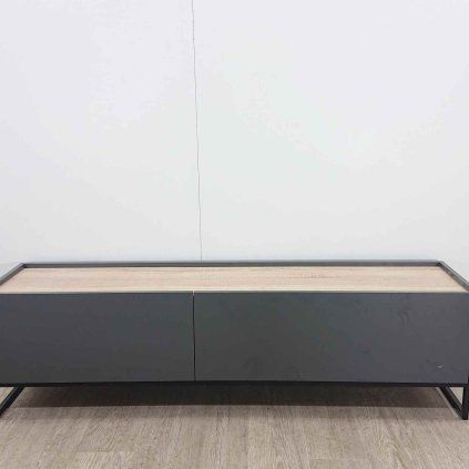 Tmavě šedý lakovaný TV stolek Helene 180 x 40 cm Windsor & Co
