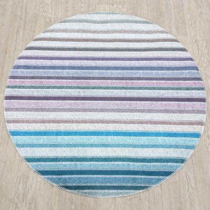 Modro-šedý pratelný koberec Colourful Lines o 120 cm Vitaus