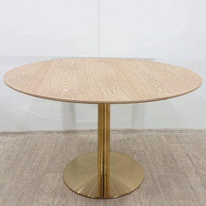 Kulatý jídelní stůl o 120 cm dub / zlatý