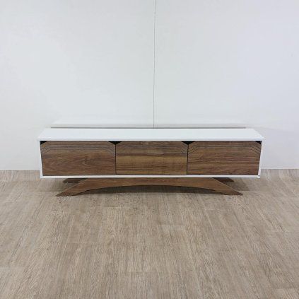 TV stolek v dekoru ořechového dřeva s bílými detaily Piyar White Walnut