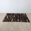 Hnědozlatý patchwork koberec z hovězí kůže