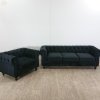 Černá sametová sedací souprava pro 4 osoby CHESTERFIELD